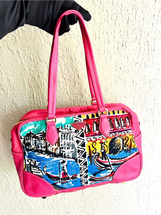 Prada Handbags - Prada Canapa Stampata Venez Shoulder Bag